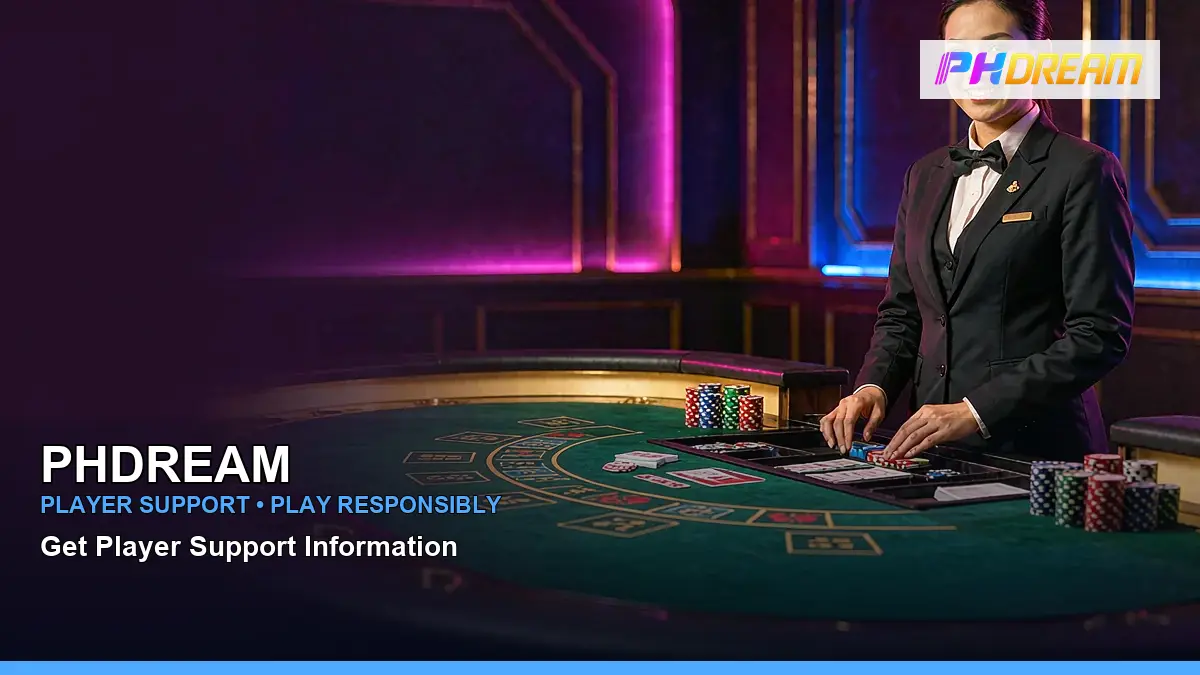 PHDREAM live casino table games featuring an adult Filipina casino host with a left-framed composition
