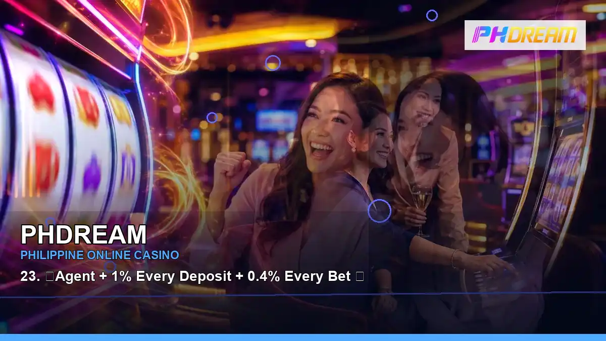 PHDREAM night online slot games featuring an adult Filipina casino host with a right-diagonal composition