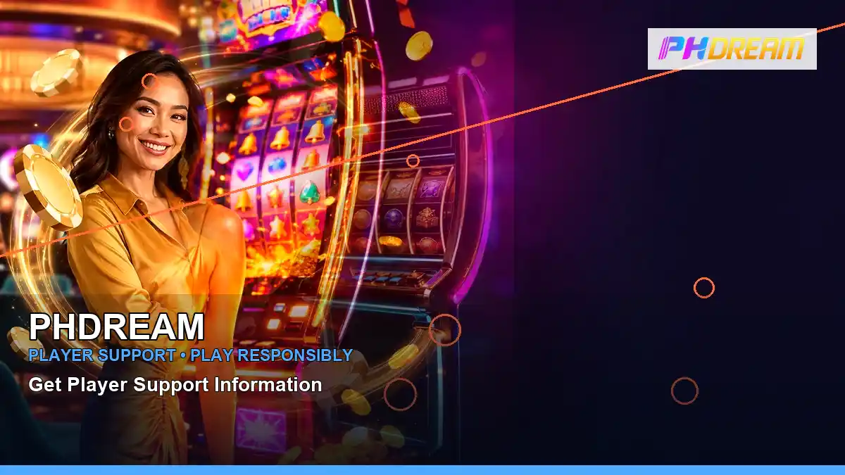 PHDREAM reels casino bonus games featuring an adult Filipina casino host with a left-framed composition